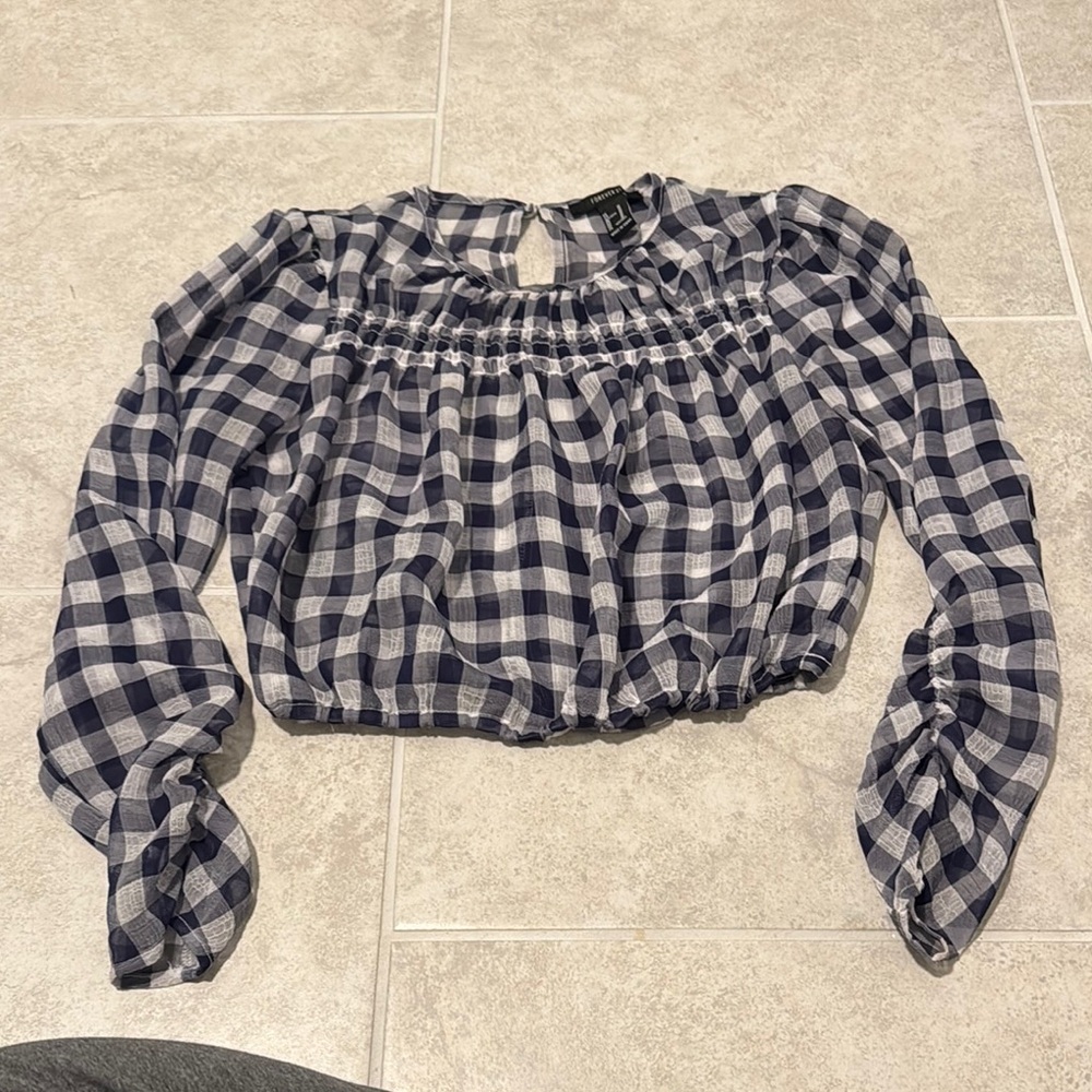 Checkered Long Sleeve Women's Top